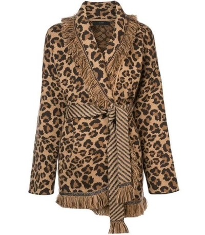 Shop Alanui Leopard Intarsia Cardi-coat
