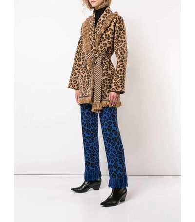 Shop Alanui Leopard Intarsia Cardi-coat