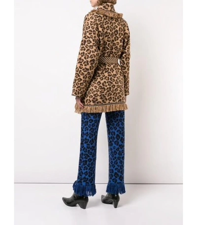 Shop Alanui Leopard Intarsia Cardi-coat