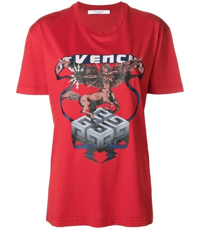 Shop Givenchy Red Round Neck T-shirt