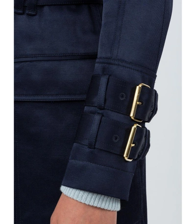 Shop Balmain Blue Double Breasted Trench Coat