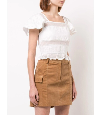 Shop Alexa Chung White Square Neck Cropped Blouse