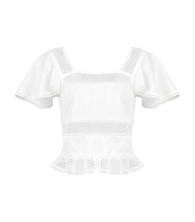 Shop Alexa Chung White Square Neck Cropped Blouse