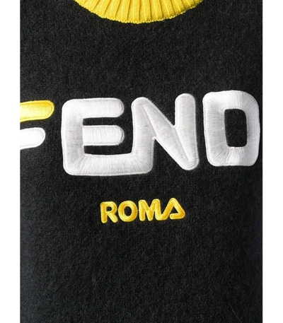 Shop Fendi Cropped Logo Sweater In Black
