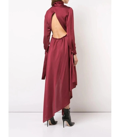 Shop Off-white Red Neck Foulard Dress In Burgundy