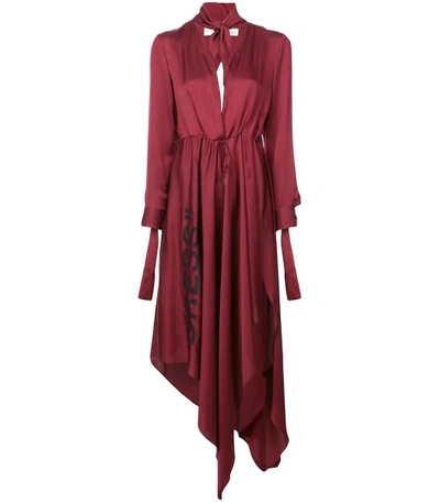 Shop Off-white Red Neck Foulard Dress In Burgundy