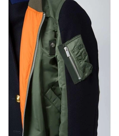 Shop Sacai Navy/green Layered Jacket
