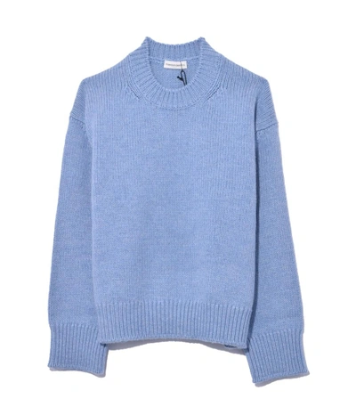 Shop Mansur Gavriel Sky Blue Merino Wool Oversized Crewneck Sweater