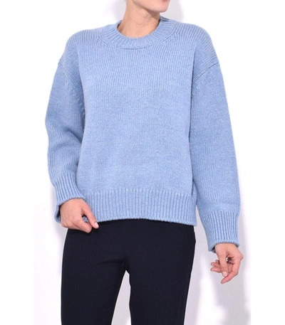 Shop Mansur Gavriel Sky Blue Merino Wool Oversized Crewneck Sweater