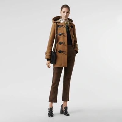 Shop Burberry Wool Blend Duffle Coat In Camel