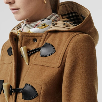 Shop Burberry Wool Blend Duffle Coat In Camel