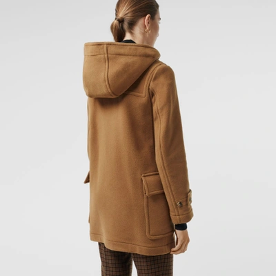 Shop Burberry Wool Blend Duffle Coat In Camel