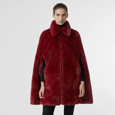 Burberry Allford Faux Fur Cape In Red | ModeSens