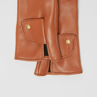 Shop Burberry Cashmere-lined Lambskin Gloves In Tan