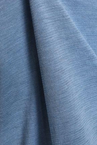 Shop Adidas Originals Adidas Woman Paneled Knitted Hooded Top Light Blue