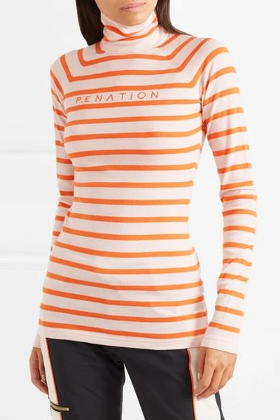 Shop P.e Nation + Woolmark Second Stroke Striped Intarsia Wool-blend Sweater In Orange