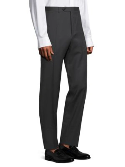 Shop Canali Straight-leg Wool Pants In Blue