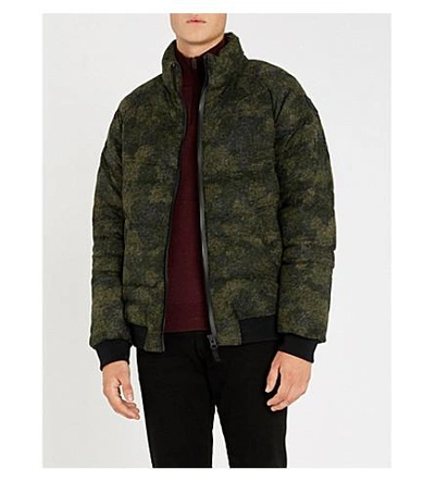 Hugo Boss Camouflage-print Down Jacket In Dark Green | ModeSens