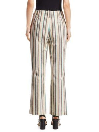 Shop 3.1 Phillip Lim / フィリップ リム Striped High-rise Cotton Pants In Oatmeal Teal