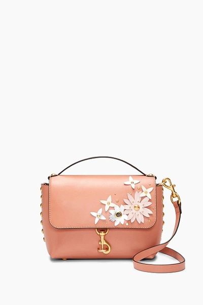 Shop Rebecca Minkoff Blythe Medium Floral Flap Crossbody In Dusty Peach