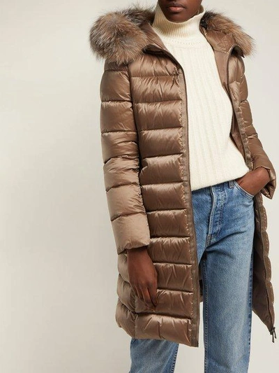 Moncler Tinuviel Quilted-down Coat In Khaki Beige | ModeSens