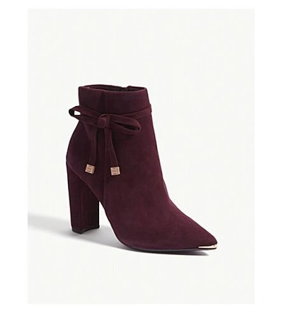 Shop Ted Baker Qatena Suede Ankle Boots In Deep Purple