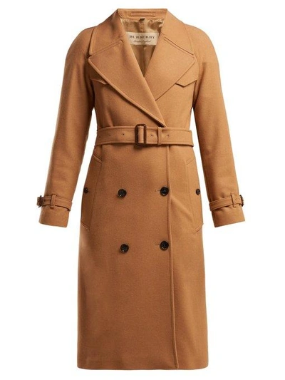 Burberry Herringbone Wool-blend Trench Coat In Beige | ModeSens