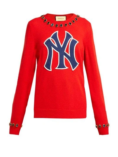 Gucci Women's Jumper With Ny Yankees™ Patch In Red Multi