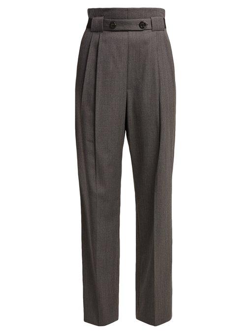 Helmut Lang High Rise Wool Twill Trousers In Grey | ModeSens