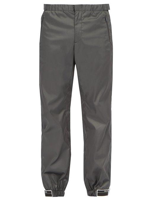 grey nylon track pants