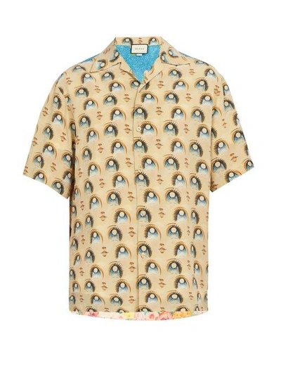 Gucci Men's Anime Graphic Short-sleeve Silk Shirt, Pink In Multi | ModeSens