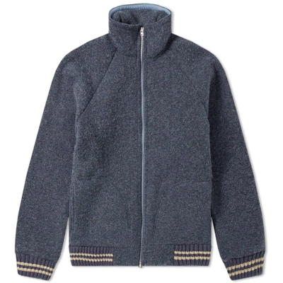 Shop Nigel Cabourn X Peak Performance Wool Fleece Zip Jacket In Blue