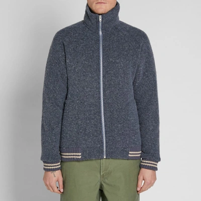 Shop Nigel Cabourn X Peak Performance Wool Fleece Zip Jacket In Blue