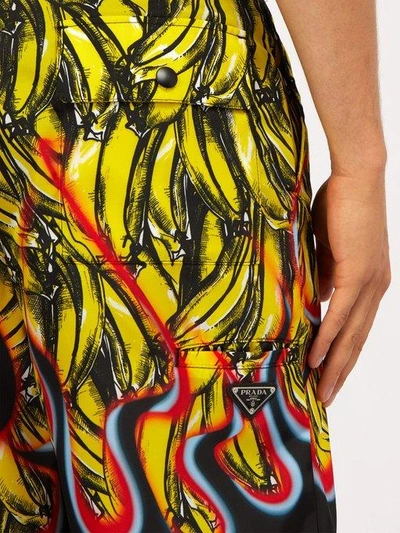 Prada Banana And Flame-print Swim Shorts In Yellow | ModeSens
