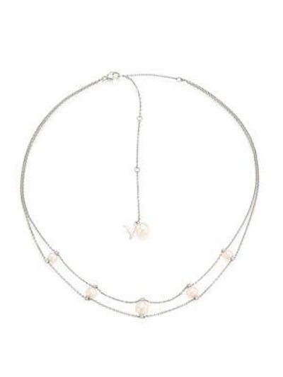 Shop Yoko London Women's 18k White Gold, Pearl & Diamond Station Necklace