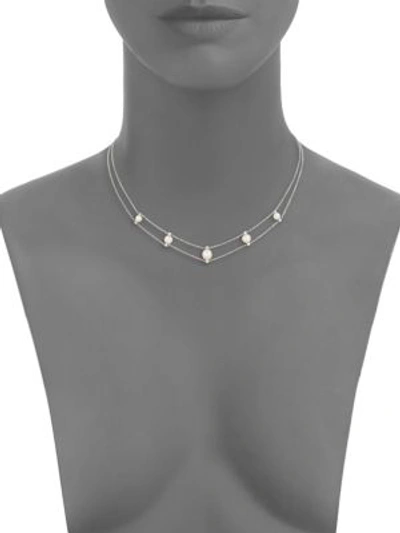 Shop Yoko London Women's 18k White Gold, Pearl & Diamond Station Necklace