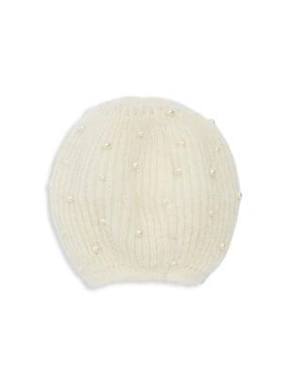 Shop Jennifer Behr Coco Imitation Pearl Mohair Beret In Dove White