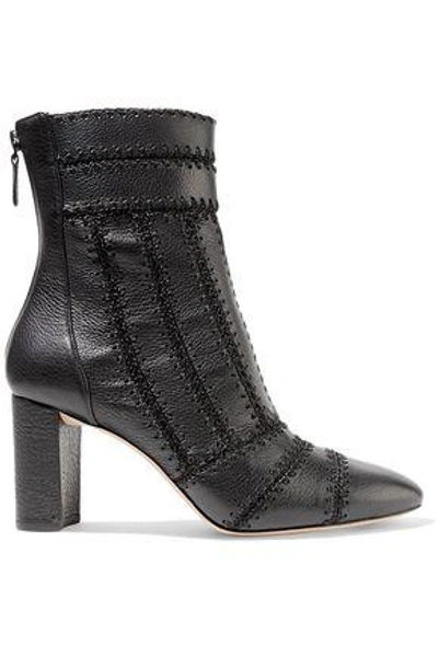 Shop Alexandre Birman Woman Beatrice Whipstitched Textured-leather Ankle Boots Black