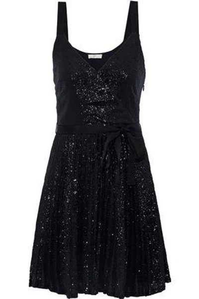 Shop Joie Woman Itara Belted Sequined Mesh Mini Dress Black