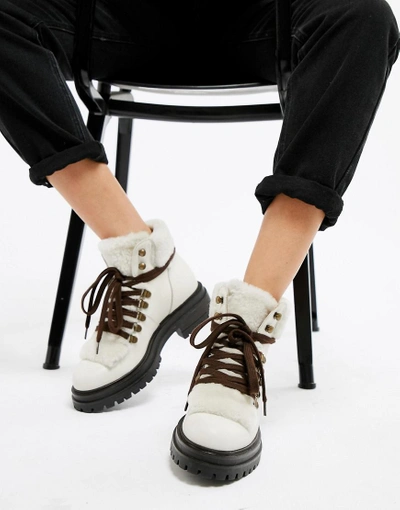 Shop Kurt Geiger Regent White Leather Lace Up Ankle Boots - White