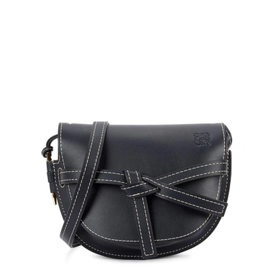 Shop Loewe Gate Small Leather Saddle Bag In Navy