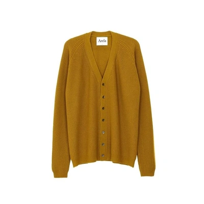 Shop Arela Ossie Cashmere Cardigan In Mustard Yellow