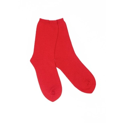 Shop Arela Ulla Cashmere Lounge Socks In Red In Bright Red
