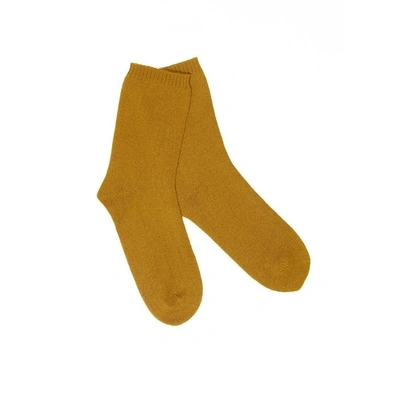 Shop Arela Ulla Cashmere Lounge Socks In Yellow In Mustard Yellow