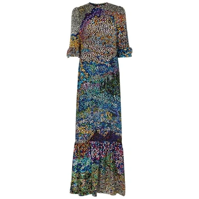 Shop Mary Katrantzou Millais Flocked Silk-blend Dress