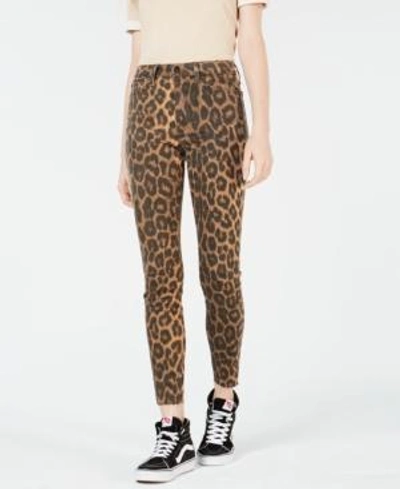 Shop Joe's Jeans The Charlie Animal-print Slit Skinny Jeans In Leopard