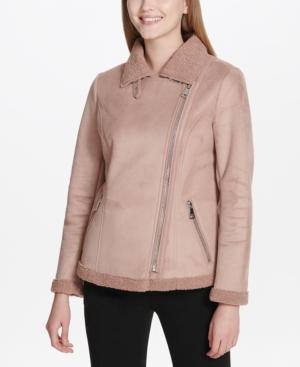 calvin klein faux shearling moto jacket