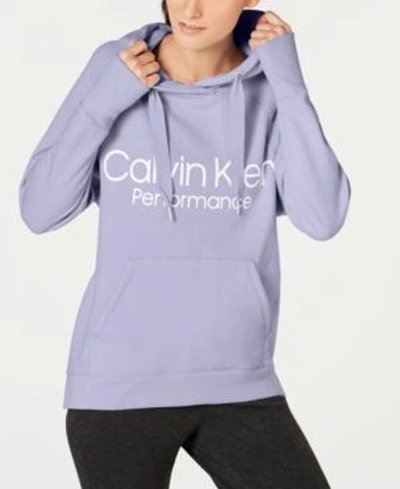 Shop Calvin Klein Performance Logo Fleece Hoodie In Voilet