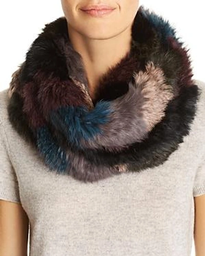 Shop Jocelyn Color-block Knit Rabbit Fur Infinity Scarf In Black Multi