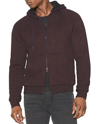 Shop John Varvatos Faux Shearling-lined Knit Hoodie In Bordeaux